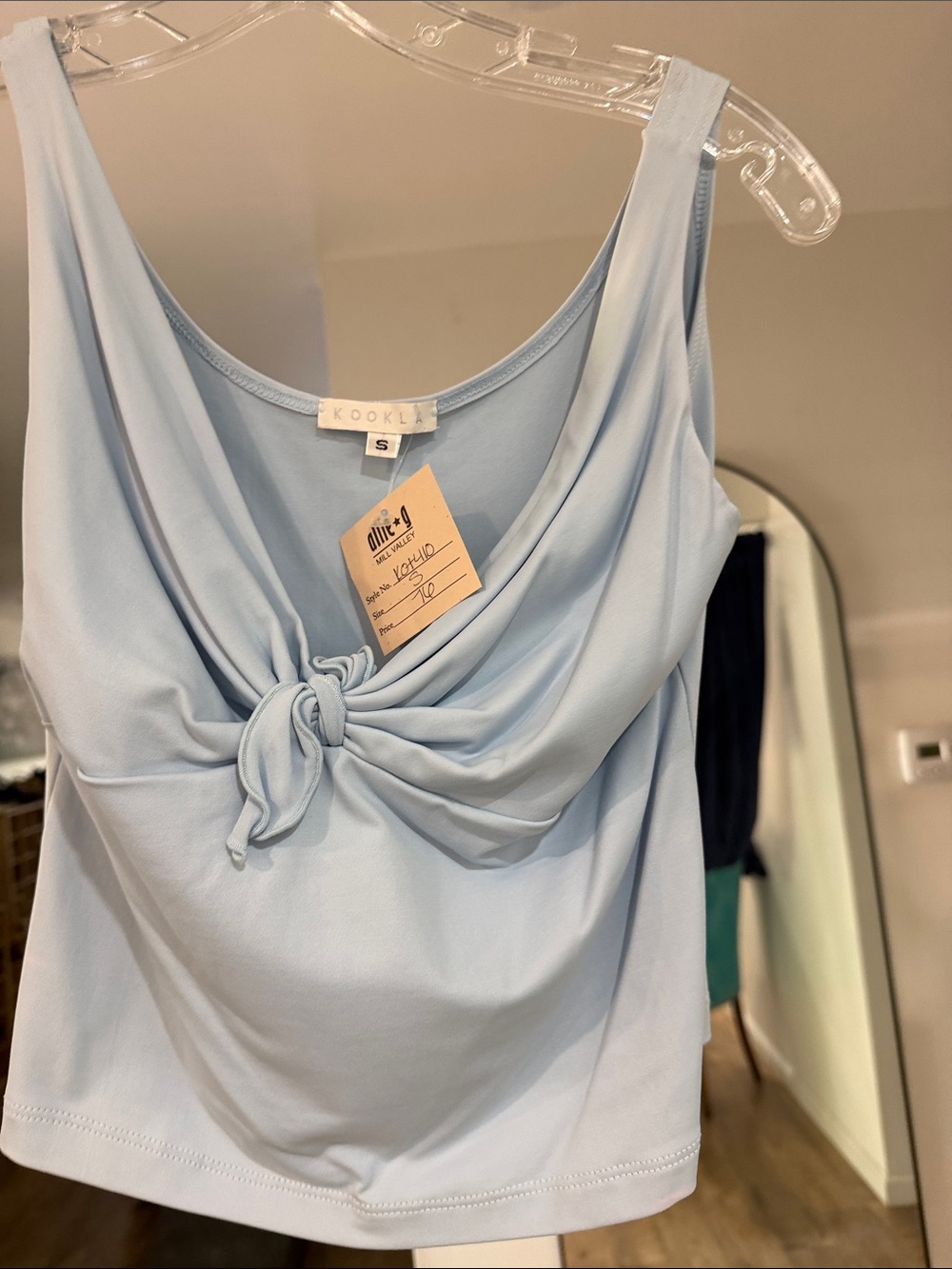 Kookai Pale Blue Knot Front Tank